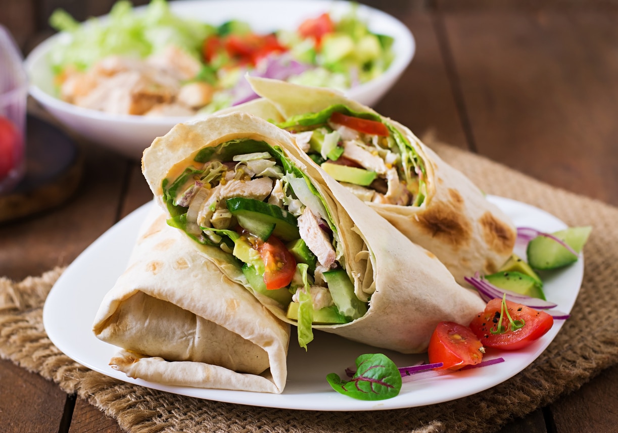 Wrap de pollo y vegetales